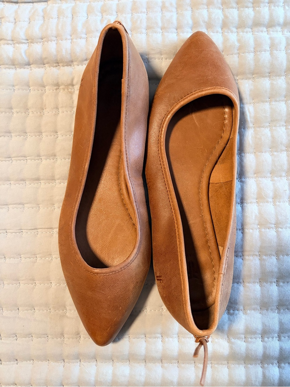 Frye Women's Pointed Toe Flats in Cognac